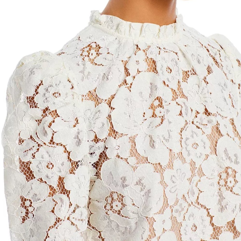 WAYF Erika Puff-Sleeve Lace Top